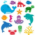 Vector Set of Cute Sea Creatures