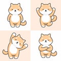 Vector set of cute shiba inu characters