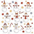 Vector set with cute snowmen Royalty Free Stock Photo