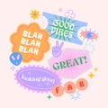 Vector set of cute template with patches and stickers in 90s style Royalty Free Stock Photo