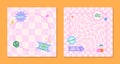 Vector set of cute templates with patches and stickers in 90s style.Modern symbols in y2k aesthetic Royalty Free Stock Photo