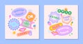 Vector set of cute templates with patches and stickers in 90s style