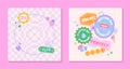 Vector set of cute templates with patches and stickers in 90s style
