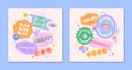 Vector set of cute templates with patches and stickers in 90s style