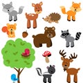 Vector Set of Cute Woodland and Forest Animals Royalty Free Stock Photo