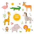 Vector set of cute young wild African animals