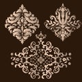 Vector set of damask ornamental elements. Elegant floral abstract elements for design. Perfect for invitations, cards Royalty Free Stock Photo