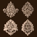 Vector set of damask ornamental elements. Elegant floral abstract elements for design. Perfect for invitations, cards Royalty Free Stock Photo