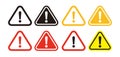 Vector set of danger signs, warning signs, attention signs, exclamation marks.