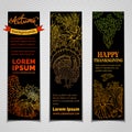 Vector set of dark Thanksgiving vertical banners. Royalty Free Stock Photo