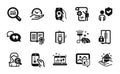 Vector set of Data analysis, Like photo and Diploma icons simple set. Vector