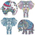 Vector set of decorated Indian Elephant Royalty Free Stock Photo