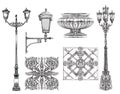 Vector set of decorative architectural elements black