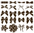 Vector set of decorative bow silhouette. Royalty Free Stock Photo