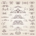 Vector set of decorative classical swirls and strokes. Medieval elements set