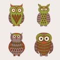 Vector set of decorative cute owls