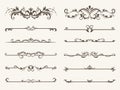 Vector set of decorative elements, frame and line vintage style Royalty Free Stock Photo