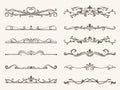 Vector set of decorative elements, frame and line vintage style Royalty Free Stock Photo