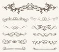 Vector set of decorative elements, frame and line vintage style Royalty Free Stock Photo