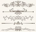 Vector set of decorative elements, frame and line vintage style Royalty Free Stock Photo