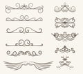 Vector set of decorative elements, frame and line vintage style Royalty Free Stock Photo