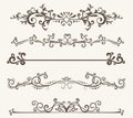 Vector set of decorative elements, frame and line vintage style Royalty Free Stock Photo