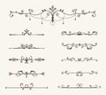 Vector set of decorative elements, line and page rules frame Royalty Free Stock Photo