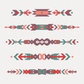 Vector set of decorative ethnic borders with american indian motifs Royalty Free Stock Photo