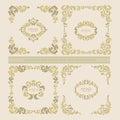 Vector set decorative floral elements, frame Royalty Free Stock Photo