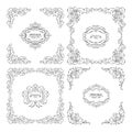 Vector set decorative floral elements Royalty Free Stock Photo