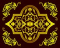 Vector set of decorative floral patterns in the national ethnic style of Uzbekistan, Asia.