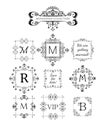 Vector set of decorative frames for wedding invitation, birthday greeting card, vignette for logo template, vintage monogram, fra Royalty Free Stock Photo