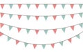 Vector set of decorative party pennants with different sizes and lengths. Celebrate flags. Rainbow garland. Birthday decoration. Royalty Free Stock Photo