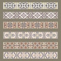 Vector set of decorative tile borders. Collection of ornaments for ceramic tile. Portuguese azulejos decorative pattern