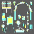 Vector set of decorative wedding elements. Royalty Free Stock Photo