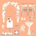 Vector set of decorative wedding elements Royalty Free Stock Photo