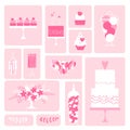 Vector set of decorative wedding elements. Royalty Free Stock Photo