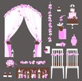 Vector set of decorative wedding elements. Royalty Free Stock Photo