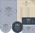 Set of design elements for restaurant with crown Royalty Free Stock Photo