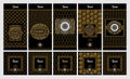 Vector set of design elements, labels ,icon, frames ,for packaging, design of luxury products. Made with golden foil. For perfume Royalty Free Stock Photo