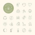 Vector set of design elements, logo design templates, icons, and badges in trendy linear style. Royalty Free Stock Photo