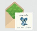 Vector set for design. Envelope and card with cute Koala Royalty Free Stock Photo