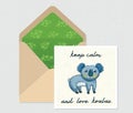 Vector set for design. Envelope and card with cute Koala Royalty Free Stock Photo