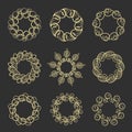 Vector set of design floral round wreath frames. Royalty Free Stock Photo