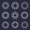 Vector set of design floral round wreath frames. Royalty Free Stock Photo