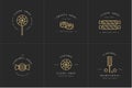 Vector set design golden templates logo and emblems - lollipops with sprinkles caramel candies. Different sweets icon