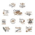 Vector set of Dessert Spices logos, labels, badges Royalty Free Stock Photo