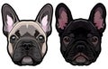 Vector set of french bulldog`s heads illustration