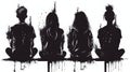 Vector Set Detailed People Sitting Silhouettes Royalty Free Stock Photo
