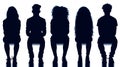 Vector Set Detailed People Sitting Silhouettes Royalty Free Stock Photo